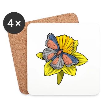Butterfly Daffodil - Coasters (set of 4) - white - Front