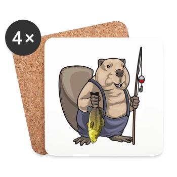 Castor Pêche au poisson pêcheur - Dessous de verre (lot de 4) - blanc - Devant