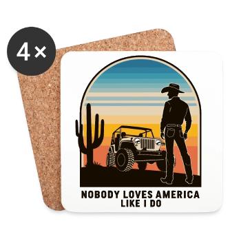 Cow-boy - Dessous de verre (lot de 4) - blanc - Devant
