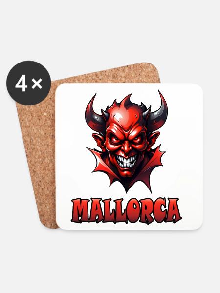 Mallorca mit Red Devil - Untersetzer (4er-Set) - Weiß