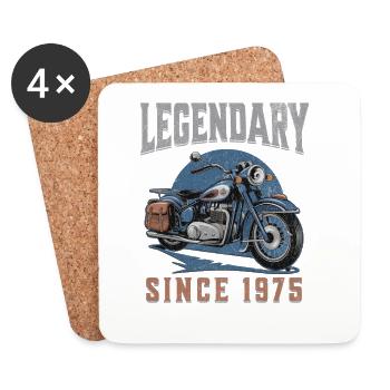 Légendaire 1975 – Conception de motos vintage - Dessous de verre (lot de 4) - blanc - Devant