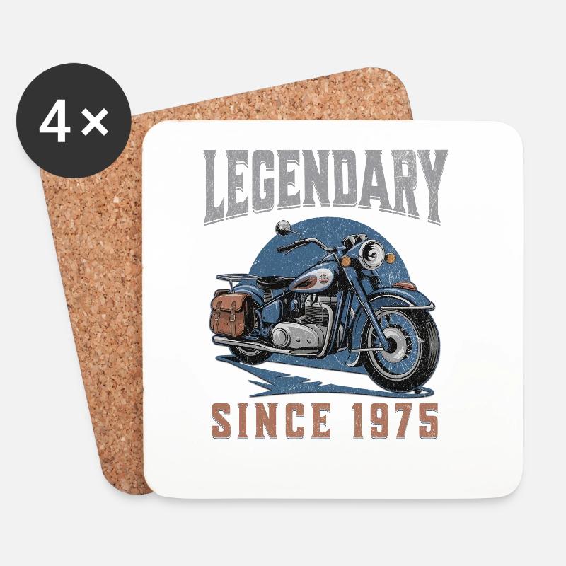 Legendary 1975 – Vintage Motorraddesign - Untersetzer (4er-Set) - Weiß