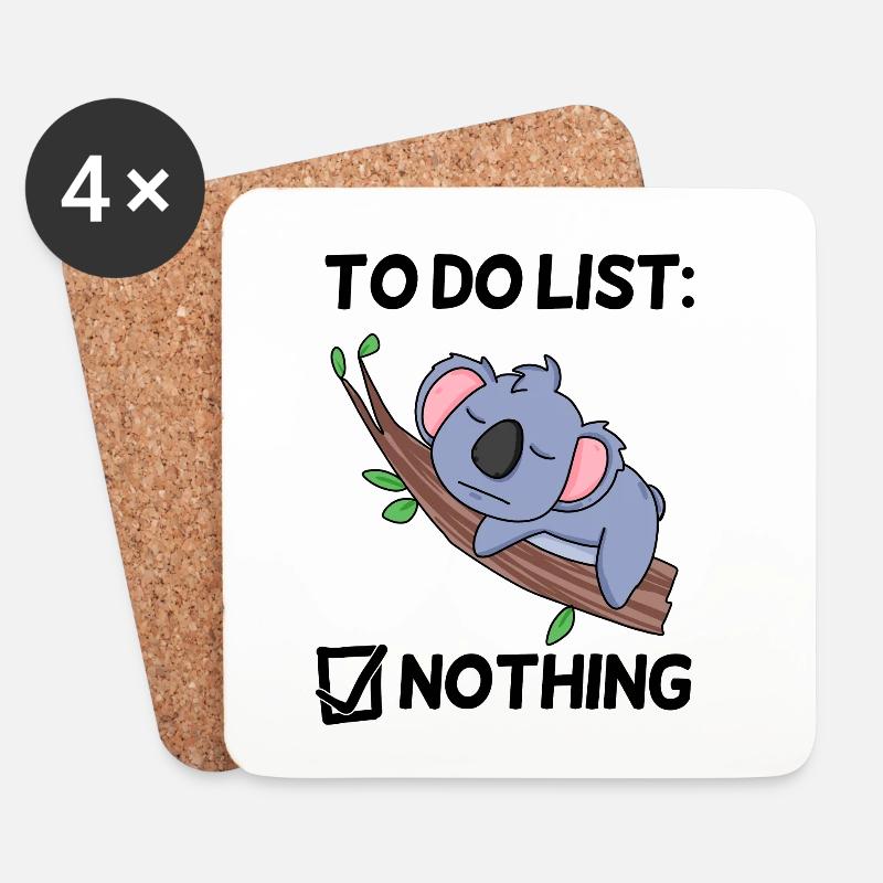 Lustiger Spruch lustige Sprüche - Koala Motiv - Untersetzer (4er-Set) - Weiß