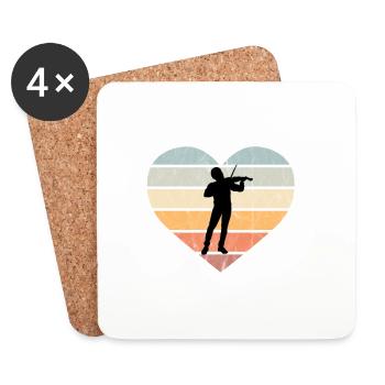 J’aime le violon, le violon rétro, la musique classique - Dessous de verre (lot de 4) - blanc - Devant