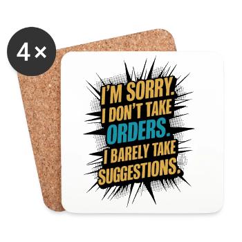 Funny Sarcastic Quote Attitude Comic Style Humor - Coasters (set of 4) - white - Front