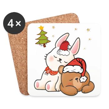 Sapin de Noël - Dessous de verre (lot de 4) - blanc - Devant