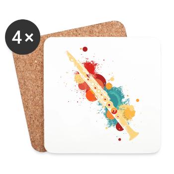Flûte éclaboussée de couleur - Dessous de verre (lot de 4) - blanc - Devant