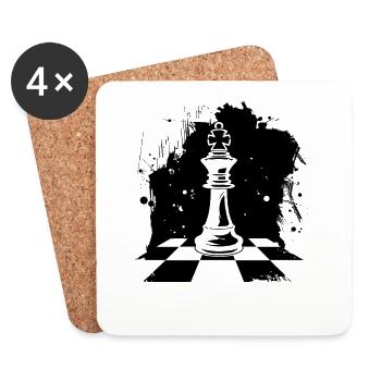Schachfiguren Zeichnung - Untersetzer (4er-Set) - Weiß - Vorne