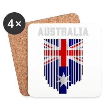 Australische Flagge, Australischer Stolz - Untersetzer (4er-Set) - Weiß - Vorne
