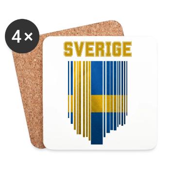 Drapeau de la Suède, fierté suédoise - Dessous de verre (lot de 4) - blanc - Devant