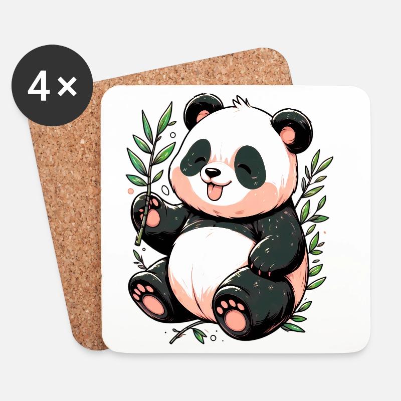 Panda - Untersetzer (4er-Set) - Weiß