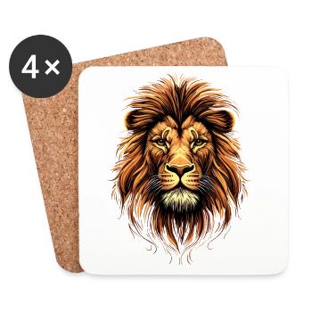 Lion Big Cat Lion's Mane Lions Love Wild Lions - Coasters (set of 4) - white - Front