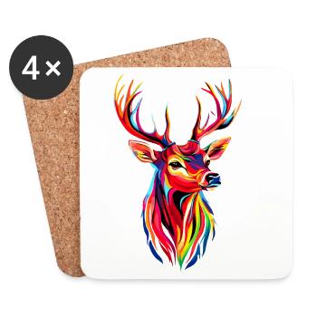 Deer, Antlers, Hunting, Deer, Reindeer, Red Deer, Hunter - Coasters (set of 4) - white - Front