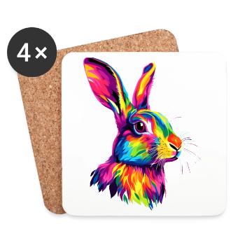 Bunny Rabbit Lover Hare Bunny Cute Bunnies - Coasters (set of 4) - white - Front