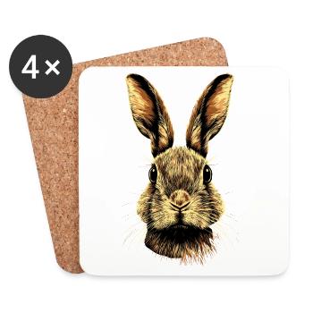 Bunny Rabbit Lover Hare Bunny Cute Bunnies - Coasters (set of 4) - white - Front
