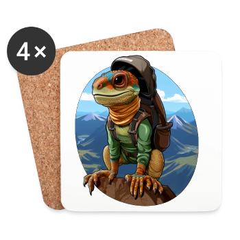 Lizards Mountaineer / Hiking Lizard - Coasters (set of 4) - white - Front