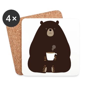 Kaffee bär tasse - Untersetzer (4er-Set) - Weiß - Vorne