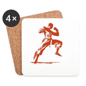 Oldschool Kickboxer - Coasters (set of 4) - white - Front