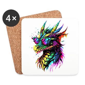 Drache Fabelwesen Dragon Liebhaber Feuer Drachen - Untersetzer (4er-Set) - Weiß - Vorne