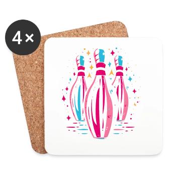 Bowling Look des années 80 - Dessous de verre (lot de 4) - blanc - Devant