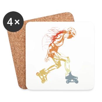 Patins à roulettes vintage Fille - Dessous de verre (lot de 4) - blanc - Devant