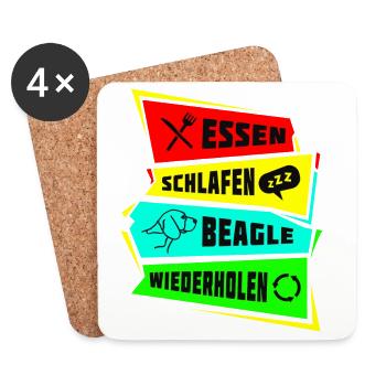 Eat Sleep Beagle Repeat - Dessous de verre (lot de 4) - blanc - Devant