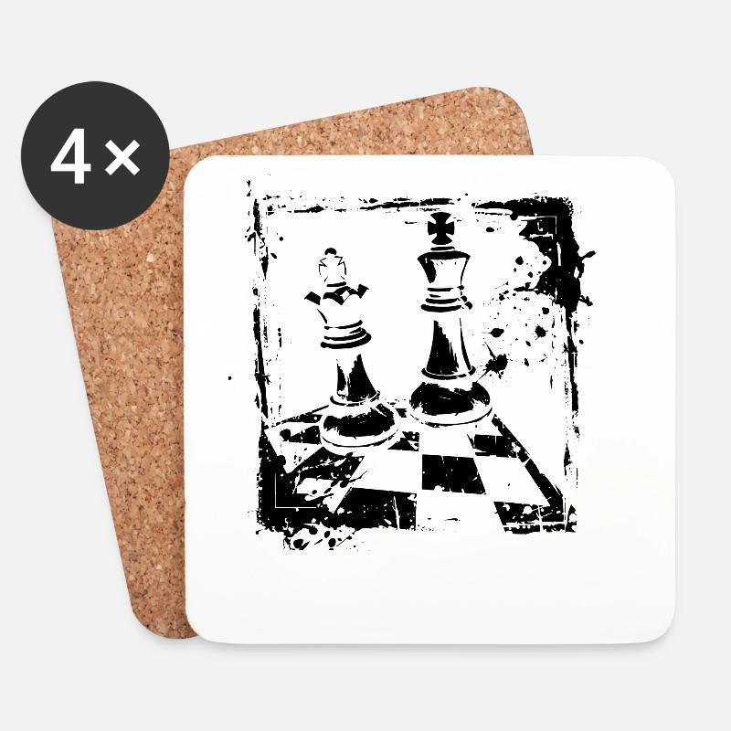 Schach - Untersetzer (4er-Set) - Weiß