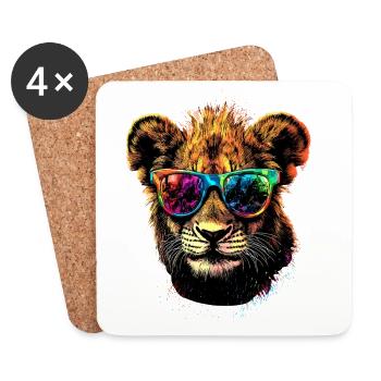 Lion Mane Young Lion Wild Little Cute Lions - Coasters (set of 4) - white - Front