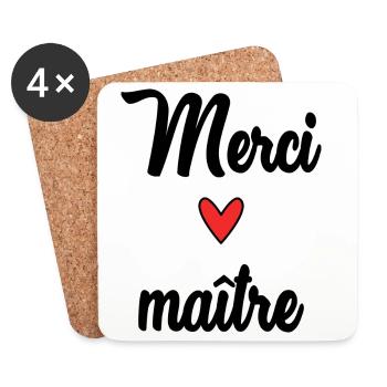 MAITRE. MAÎTRESSE. MERCI. MERCI MAÎTRESSE - Dessous de verre (lot de 4) - blanc - Devant