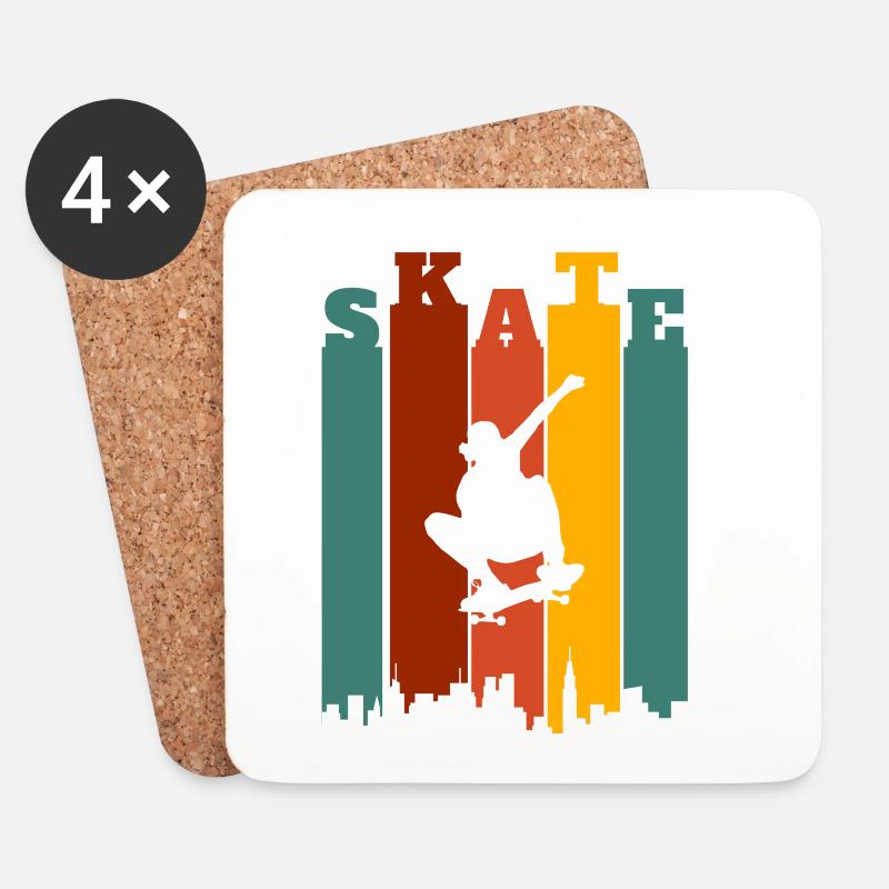 Skateboarder Retro - Untersetzer (4er-Set) - Weiß