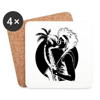 Saxophoniste - Dessous de verre (lot de 4) - blanc - Devant