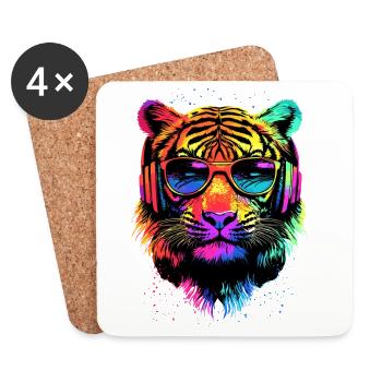 Tiger Big Cat Wilderness Tiger Cats Cute Tiger - Coasters (set of 4) - white - Front