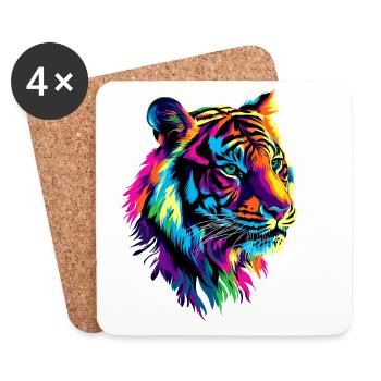 Tiger Big Cat Wilderness Tiger Cats Cute Tiger - Coasters (set of 4) - white - Front
