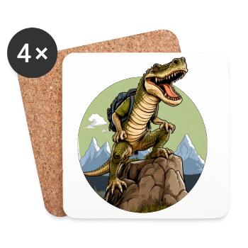 Crocodile Hiking / Mountaineering Crocodiles - Coasters (set of 4) - white - Front