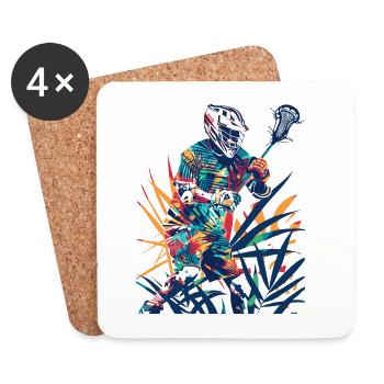 Lacrosse Spieler Comic Look - Untersetzer (4er-Set) - Weiß - Vorne