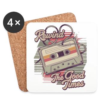 Rebobinez le design de la cassette vintage Good Times - Dessous de verre (lot de 4) - blanc - Devant