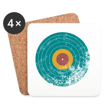 Vintage Retro Vinyl Schallplatte - Untersetzer (4er-Set) - Weiß - Vorne