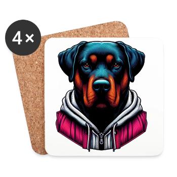 Chien - Dessous de verre (lot de 4) - blanc - Devant