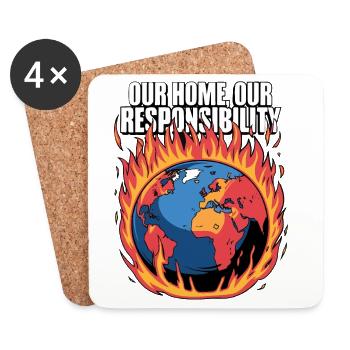 Notre maison brûler la responsabilité climatique Design - Dessous de verre (lot de 4) - blanc - Devant