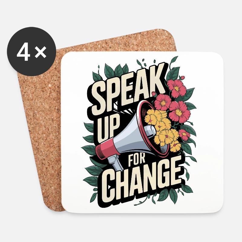 Speak Up for Change Floral Activism Design - Untersetzer (4er-Set) - Weiß
