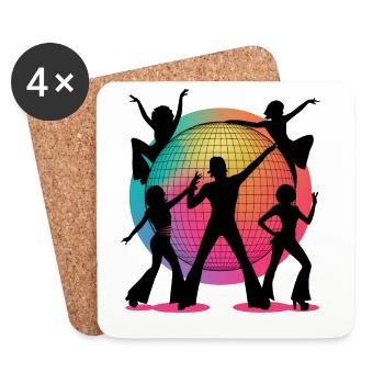 Retro Disco Vibes Dance Silhouette Art - Coasters (set of 4) - white - Front