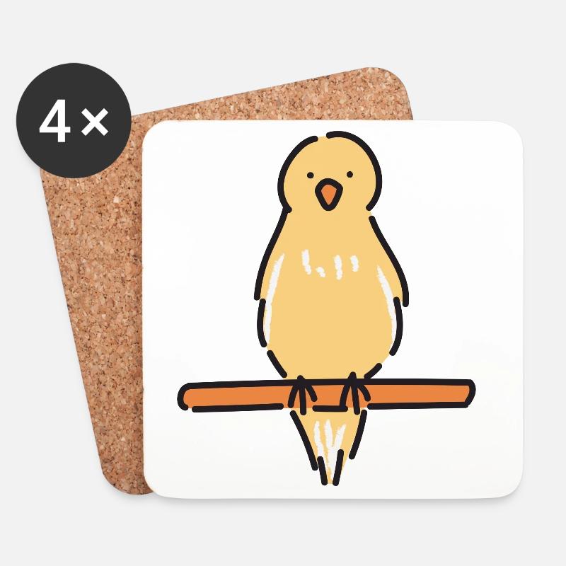 Canari mélodique - Dessous de verre (lot de 4) - blanc
