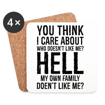 you think I care about who doesn't like me - Untersetzer (4er-Set) - Weiß - Vorne