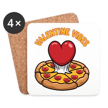 Ambiance de la Saint-Valentin pour les amoureux le jour de la Saint-Valentin - Dessous de verre (lot de 4) - blanc - Devant
