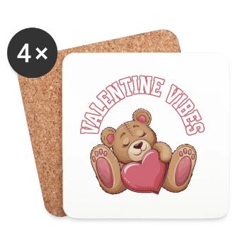 Ambiance de la Saint-Valentin pour les amoureux le jour de la Saint-Valentin - Dessous de verre (lot de 4) - blanc - Devant