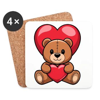 Ambiance de la Saint-Valentin pour les amoureux le jour de la Saint-Valentin - Dessous de verre (lot de 4) - blanc - Devant
