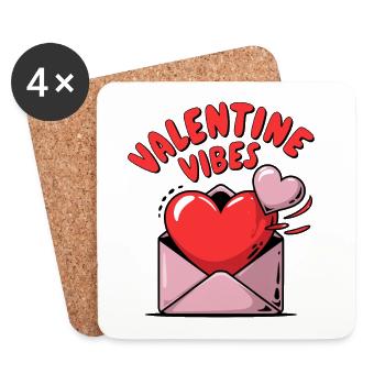 Ambiance de la Saint-Valentin pour les amoureux le jour de la Saint-Valentin - Dessous de verre (lot de 4) - blanc - Devant