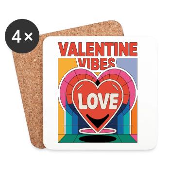 Ambiance de la Saint-Valentin pour les amoureux le jour de la Saint-Valentin - Dessous de verre (lot de 4) - blanc - Devant