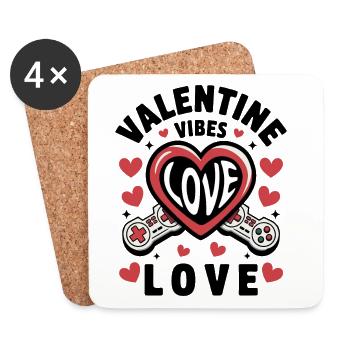 Ambiance de la Saint-Valentin pour les amoureux le jour de la Saint-Valentin - Dessous de verre (lot de 4) - blanc - Devant