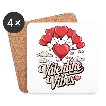 Ambiance de la Saint-Valentin pour les amoureux le jour de la Saint-Valentin - Dessous de verre (lot de 4) - blanc - Devant